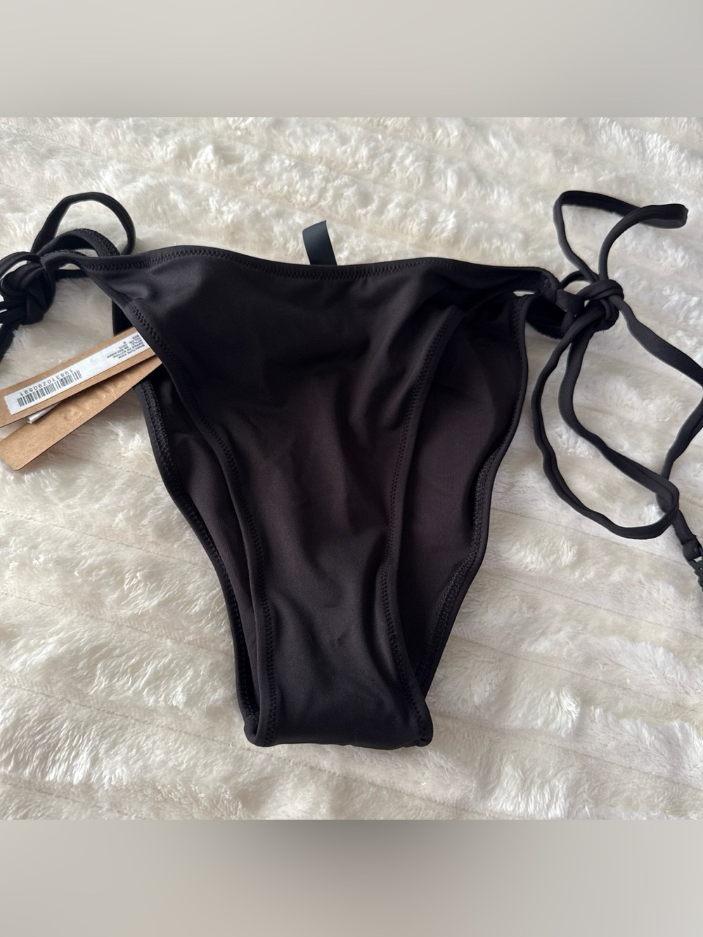 NWT SKIMS Onyx Tie Side Bikini Bottoms Size M Minimal Adjustable Swimwear